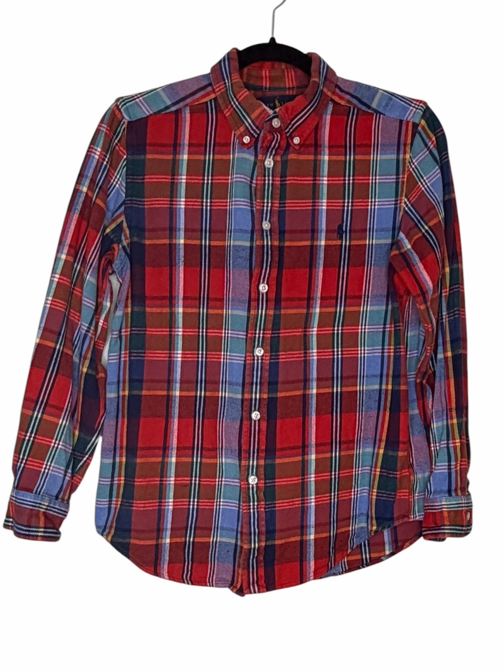 Kids Polo Ralph Lauren Red & Blue Plaid/ Tartan Flannel Button-Down Shirt